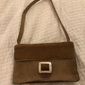 Tan Leather and horse hair handbag